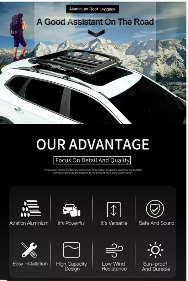 UPWHEEL- CAR ROOF RACK/ CAR ROOF TOP  LUGGAGE CARRIER  TRAY, Platform Including U-bolts - Image 7